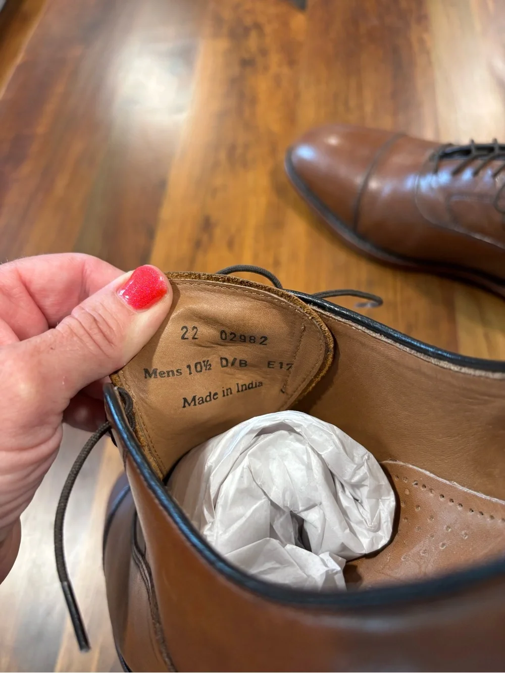 Johnston & Murphy Brown Calfskin Leather Melton Cap Toe Dress Shoes 10-1/2